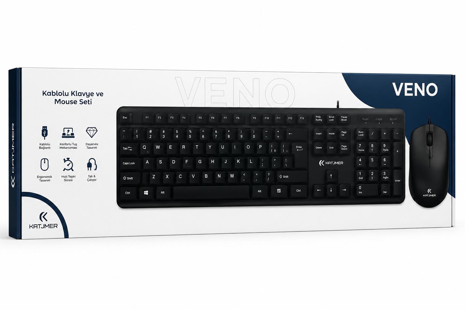KATJMER KABLOLU KLAVYE VE MOUSE SETİ VENO 